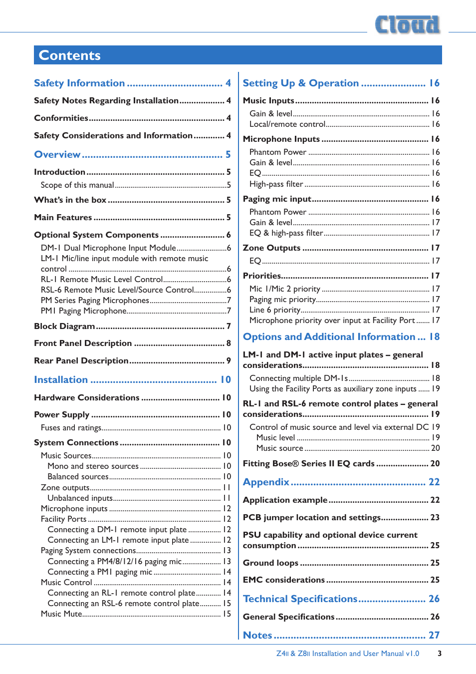Cloud Electronics Z4ii User Manual | Page 3 / 28