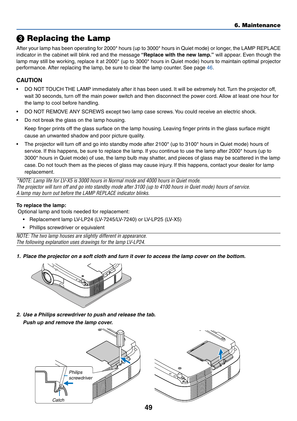 3) replacing the lamp, ᕣ replacing the lamp, If this is lit g | Replacing the lamp | Canon LV-7245 User Manual | Page 57 / 71