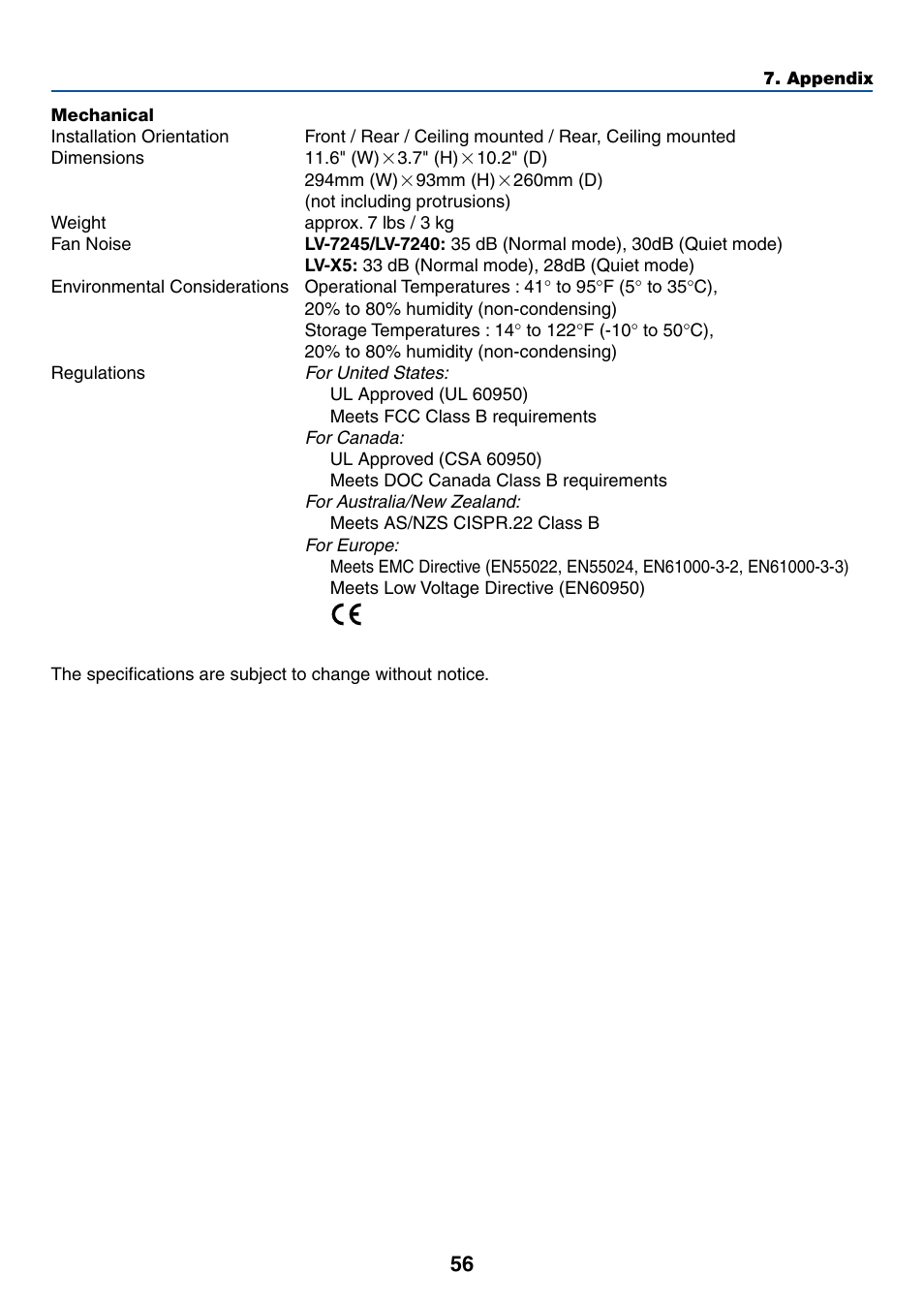 Mechanical | Canon LV-7245 User Manual | Page 64 / 71