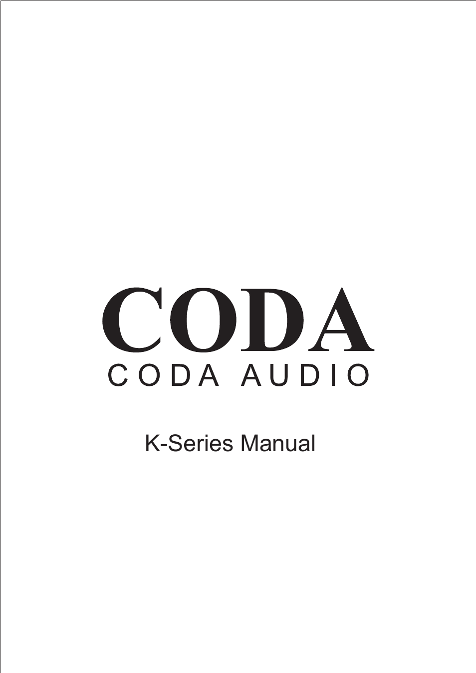 Coda Audio K-Series User Manual | 8 pages