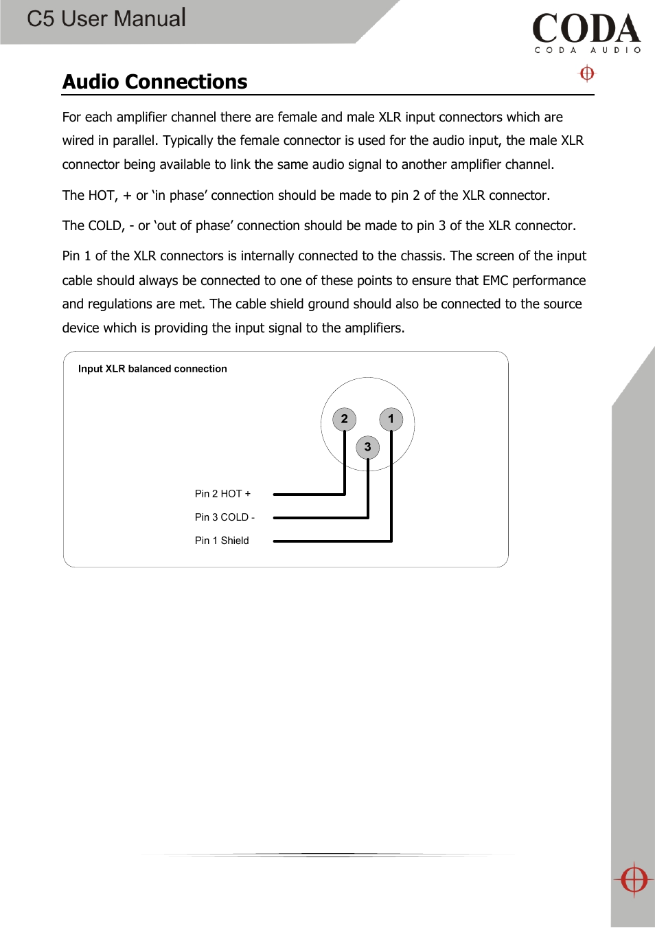 Audio connections | Coda Audio C5 User Manual | Page 10 / 33
