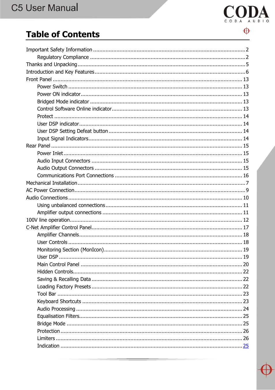 Coda Audio C5 User Manual | Page 3 / 33