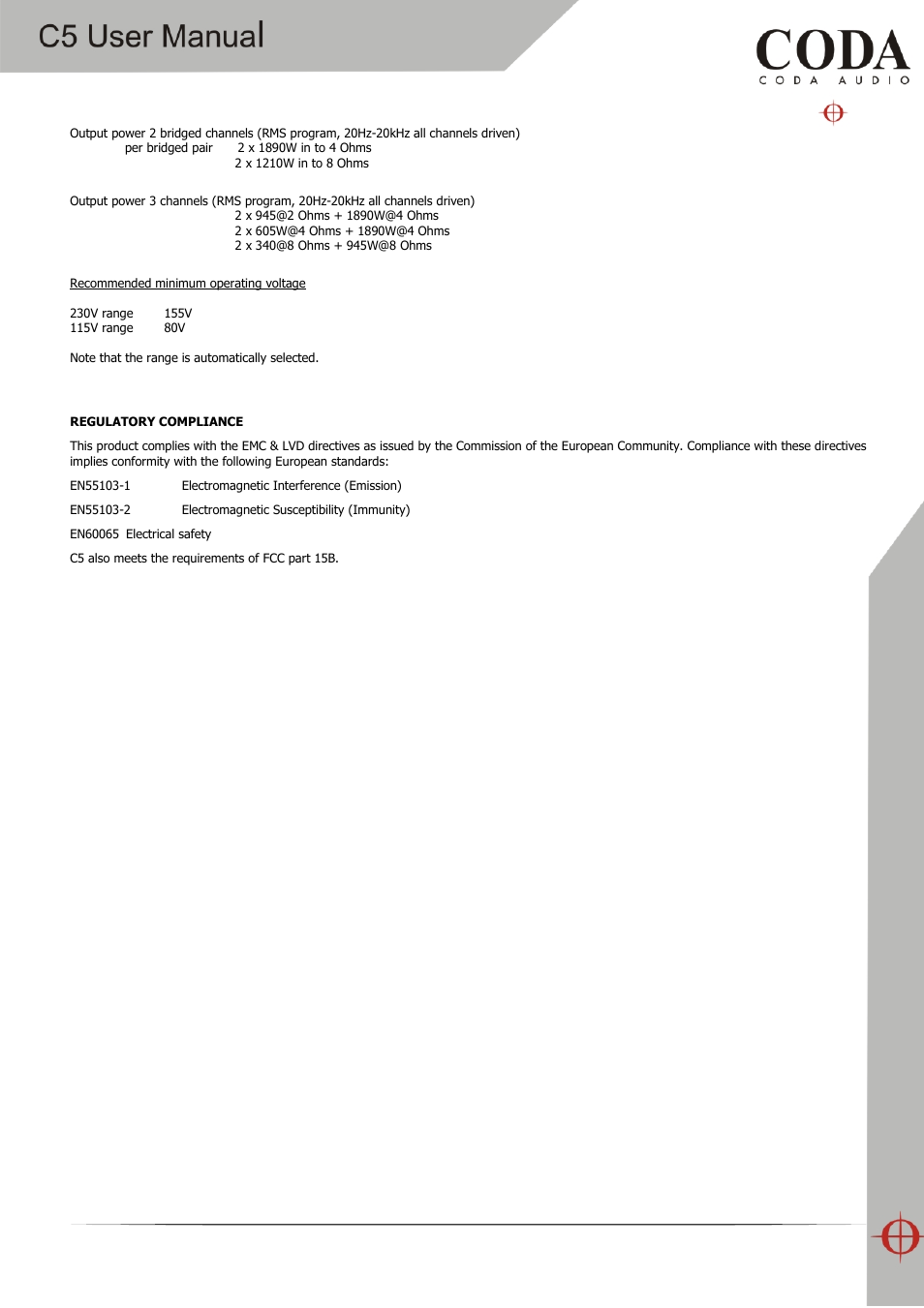 Coda Audio C5 User Manual | Page 33 / 33