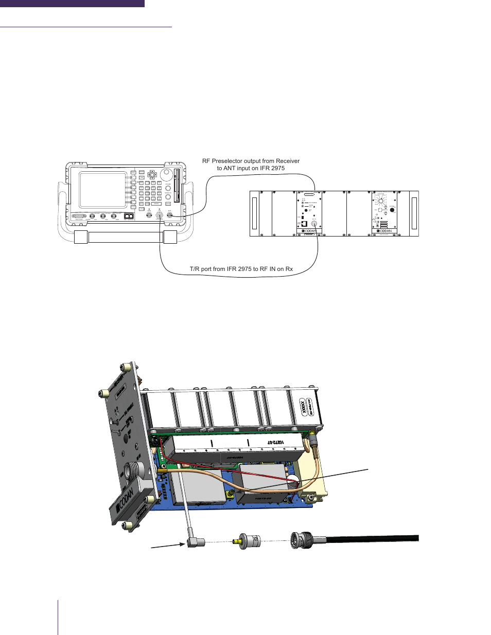 Receiver rf preselector alignment and tuning, Figure 5-15: receiver rf preselector tuning, Figure 5-16: receiver rf preselector connection | Frequency (mhz) made in canada model # code, Return, Def jkl mno ghi, Tuv wxyz pqrs, Made in canada | Codan Radio MT-4E Analog and P25 Digital - Maintenance Guide User Manual | Page 40 / 76