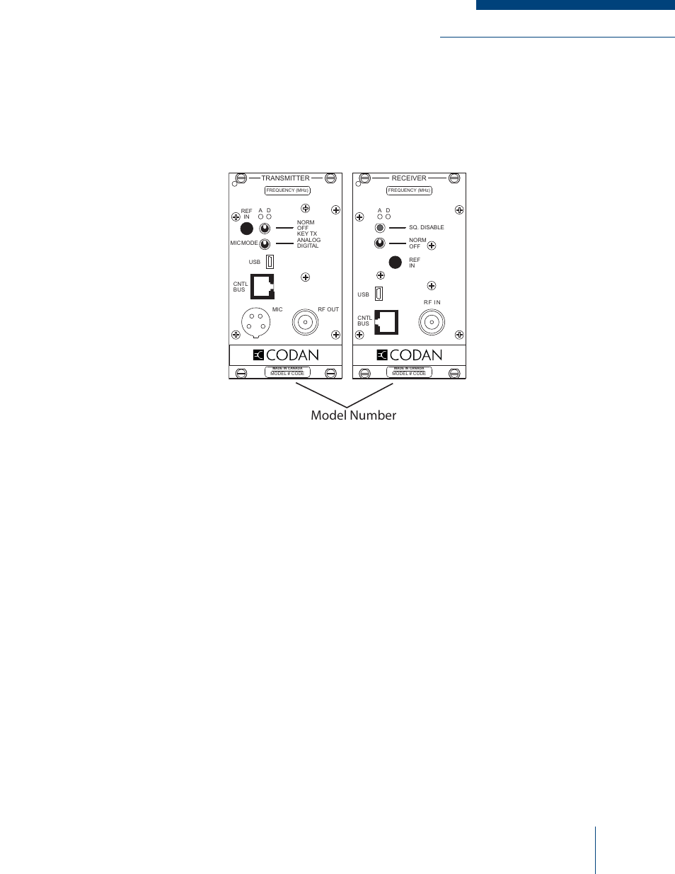 Identifying mt-4e model numbers, Model number, Figure 1-1: model number location | Codan Radio MT-4E Analog and P25 Digital - User Guide User Manual | Page 11 / 58