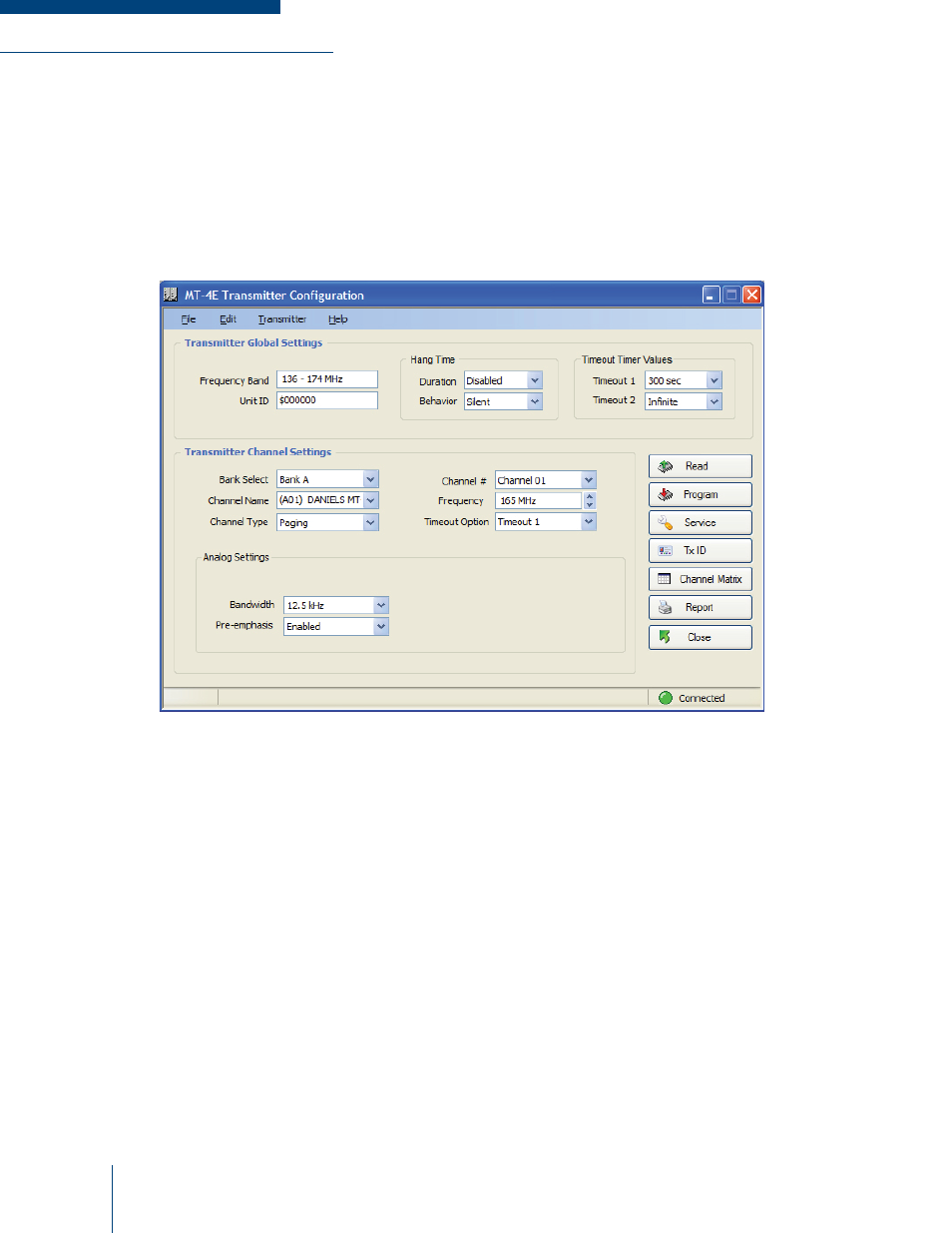 Receiver and transmitter programming | Codan Radio MT-4E Paging User Manual | Page 44 / 54