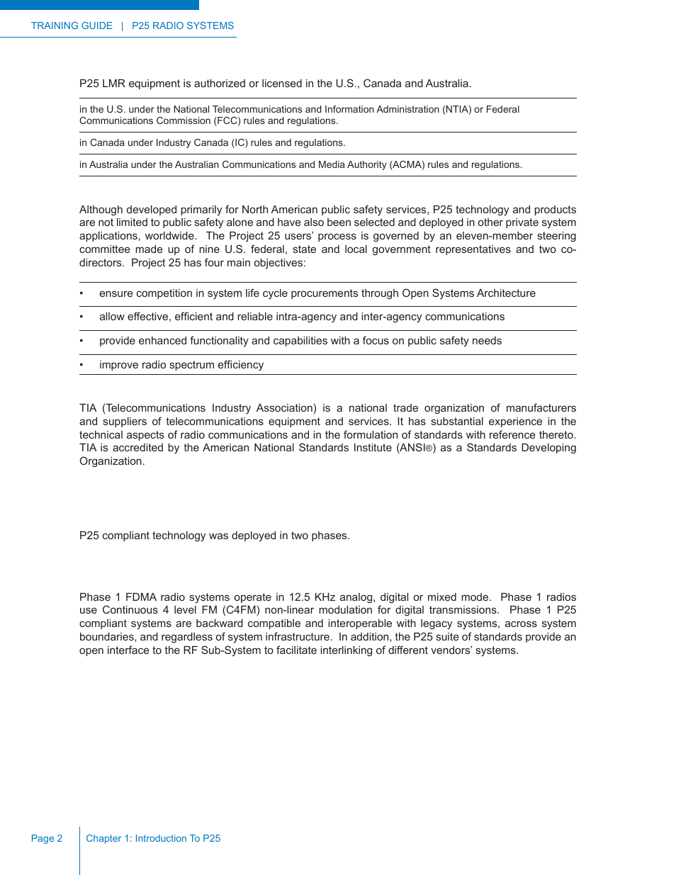 P25 phases, Phase 1 | Codan Radio P25 Training Guide User Manual | Page 10 / 120