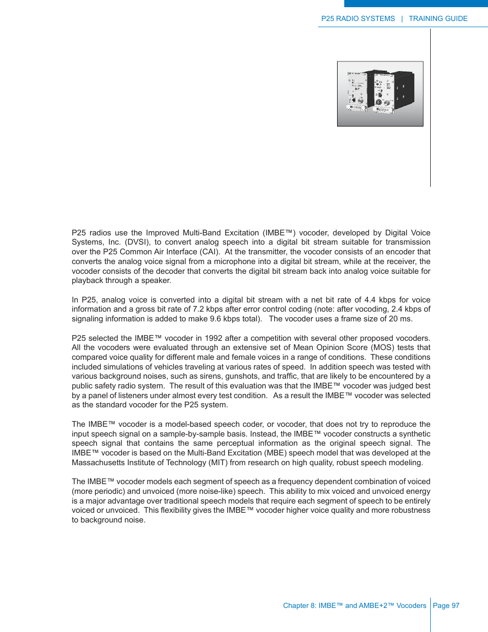 Chapter 8: imbe™ and ambe+2™ vocoders | Codan Radio P25 Training Guide User Manual | Page 105 / 120