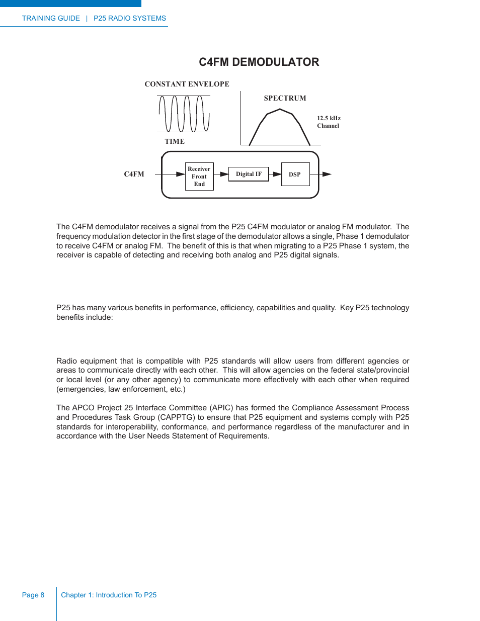 Benefits of p25, C4fm demodulator, Interoperability | Codan Radio P25 Training Guide User Manual | Page 16 / 120