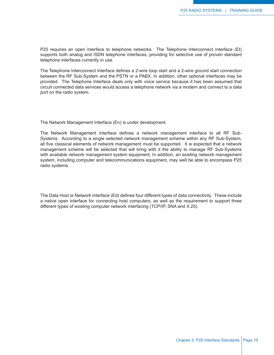Telephone interconnect interface, Network management interface, Data host or network interface | Codan Radio P25 Training Guide User Manual | Page 27 / 120