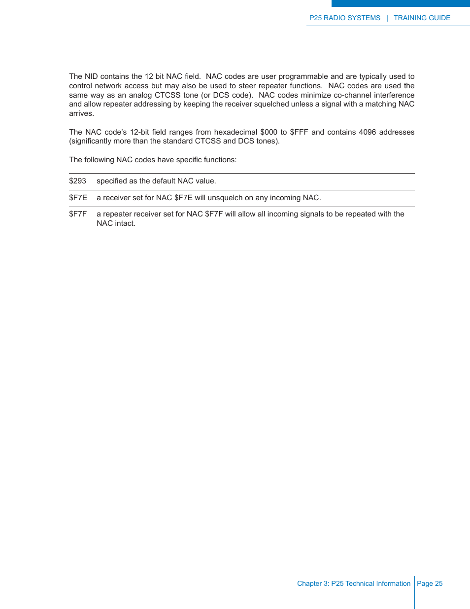 Network access code (nac) | Codan Radio P25 Training Guide User Manual | Page 33 / 120