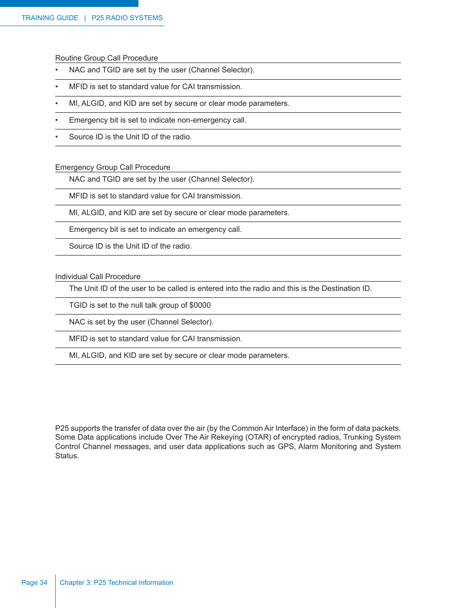 P25 data applications | Codan Radio P25 Training Guide User Manual | Page 42 / 120