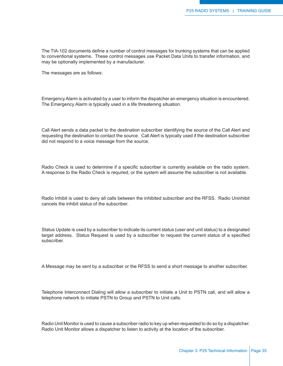 Conventional control messages | Codan Radio P25 Training Guide User Manual | Page 43 / 120