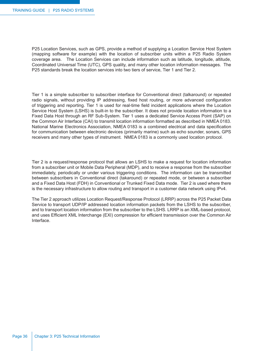 P25 location services, Tier 1, Tier 2 | Codan Radio P25 Training Guide User Manual | Page 44 / 120