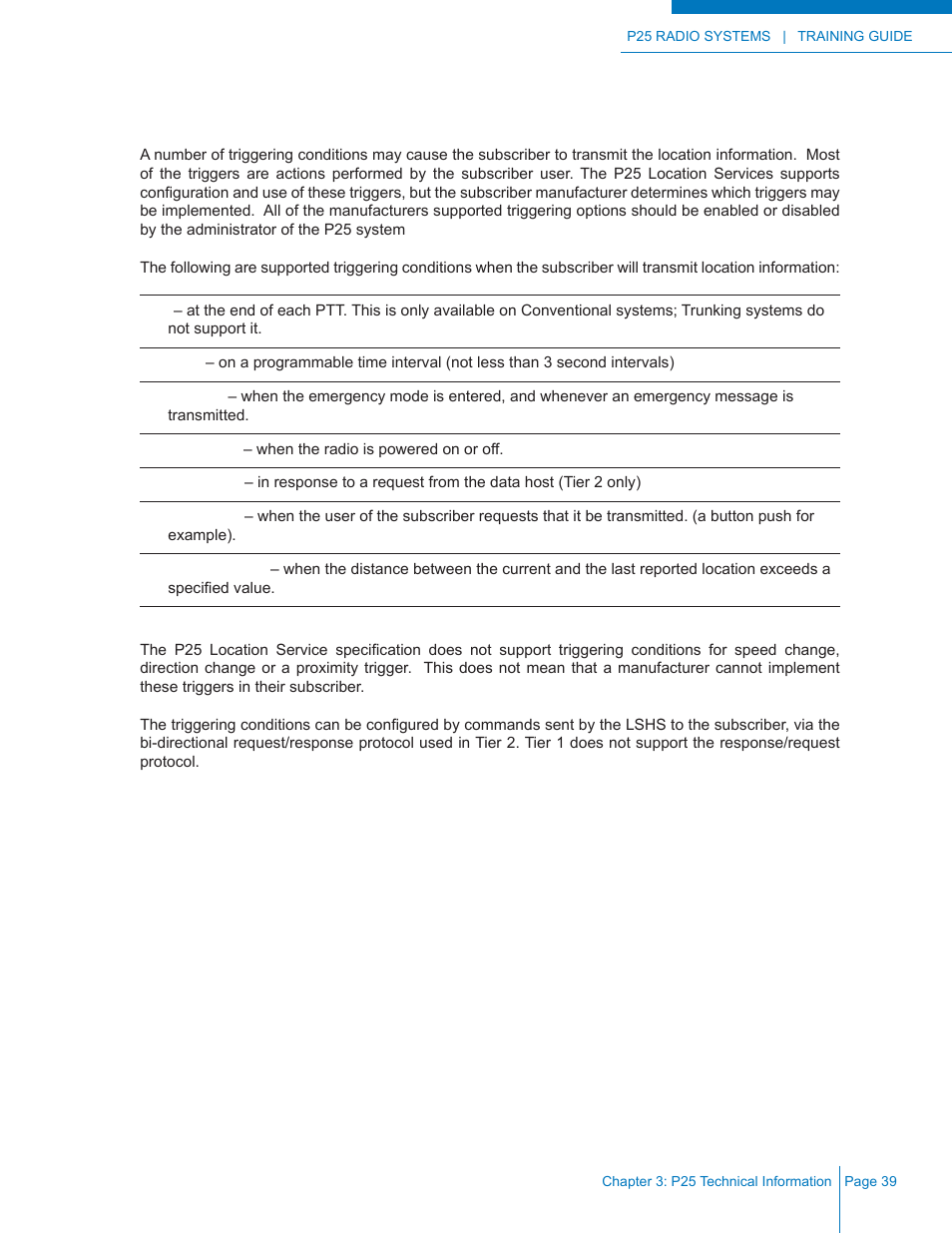 Triggering conditions | Codan Radio P25 Training Guide User Manual | Page 47 / 120