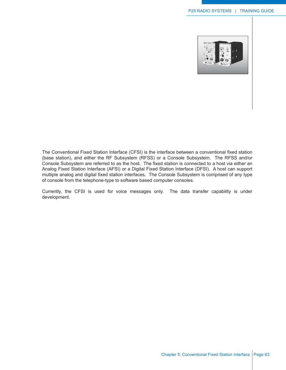 Chapter 5: conventional fixed station interface, Introduction | Codan Radio P25 Training Guide User Manual | Page 71 / 120