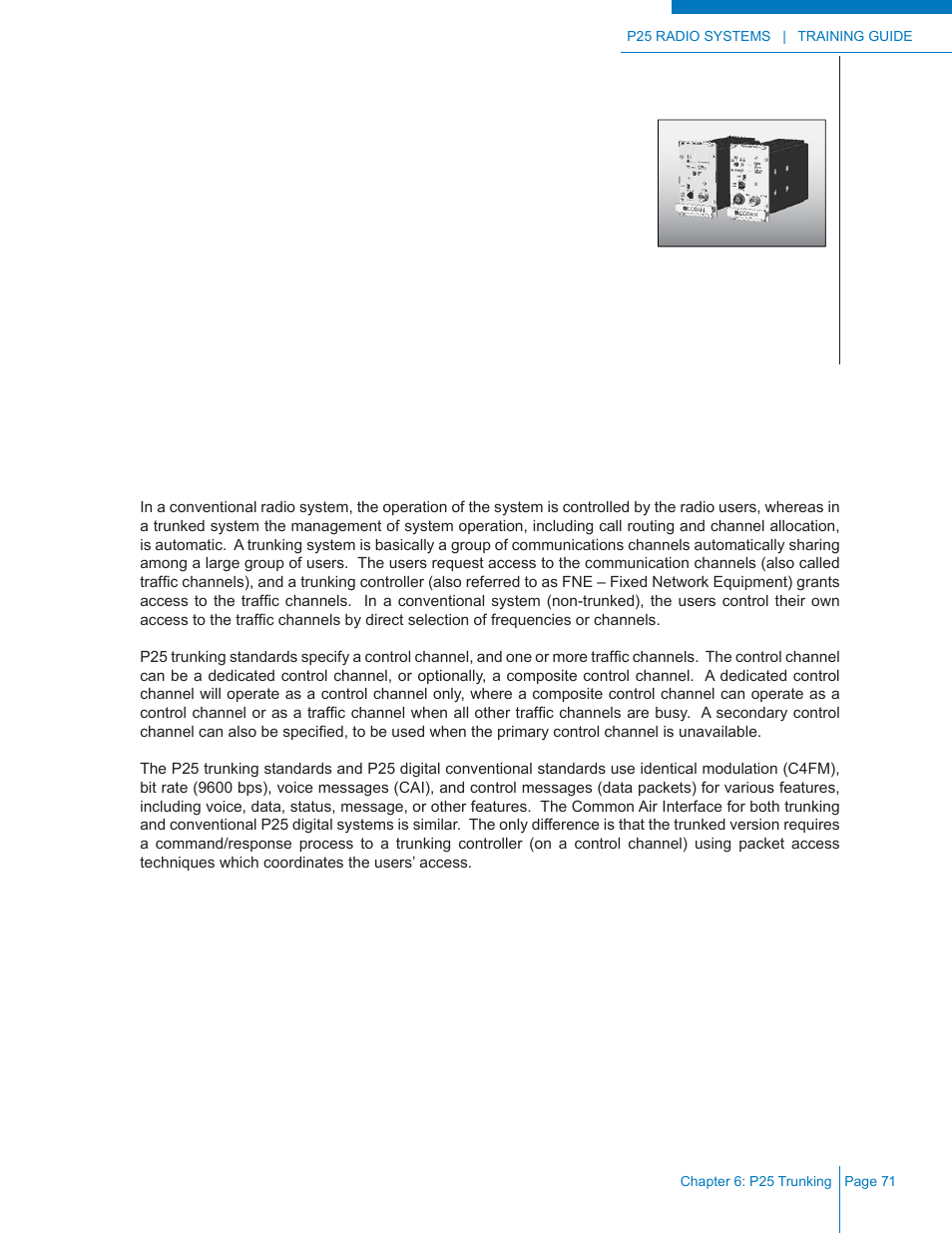 Chapter 6: p25 trunking, Introduction to p25 trunking | Codan Radio P25 Training Guide User Manual | Page 79 / 120