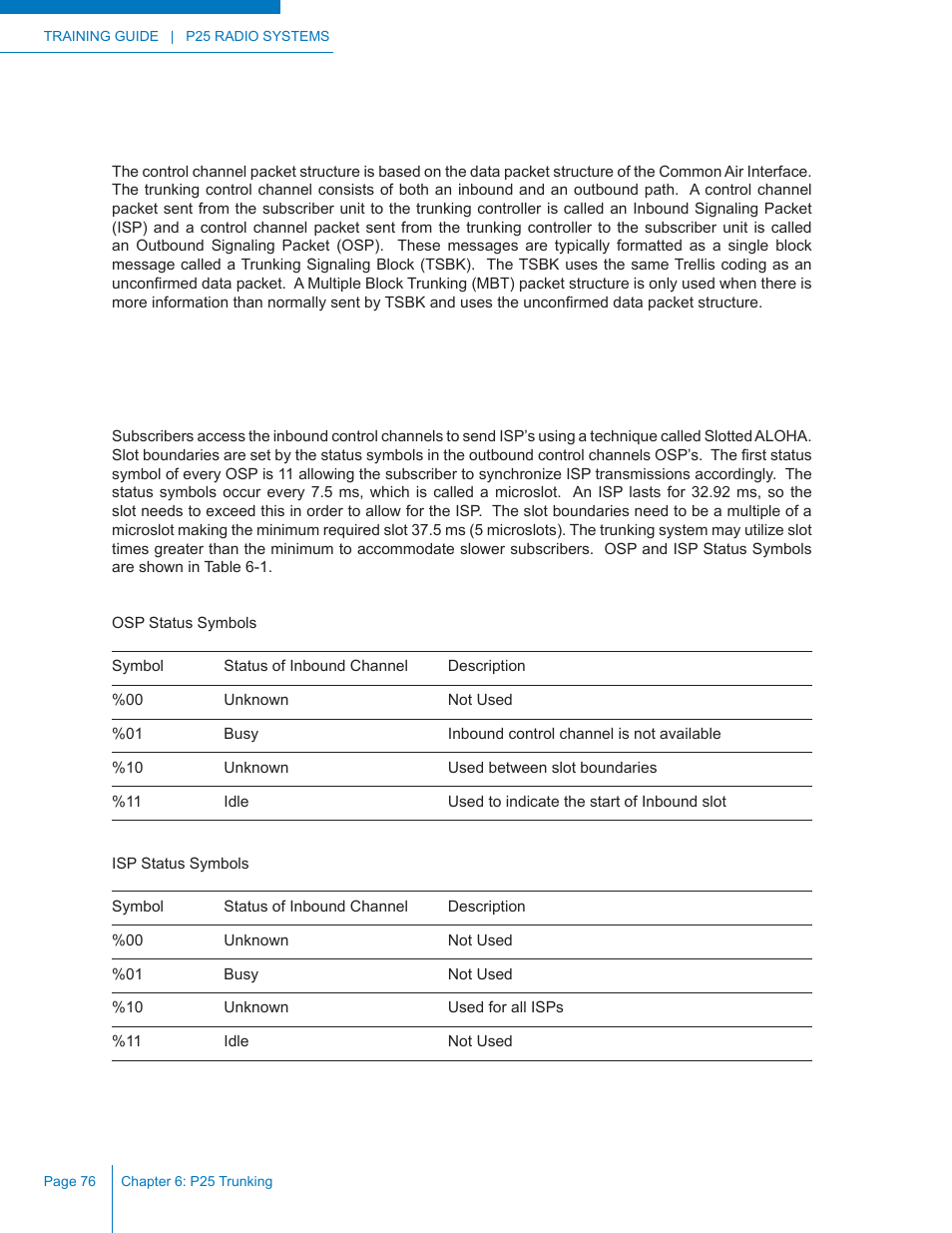 Control channel messages, Inbound signaling packet access via slotted aloha | Codan Radio P25 Training Guide User Manual | Page 84 / 120