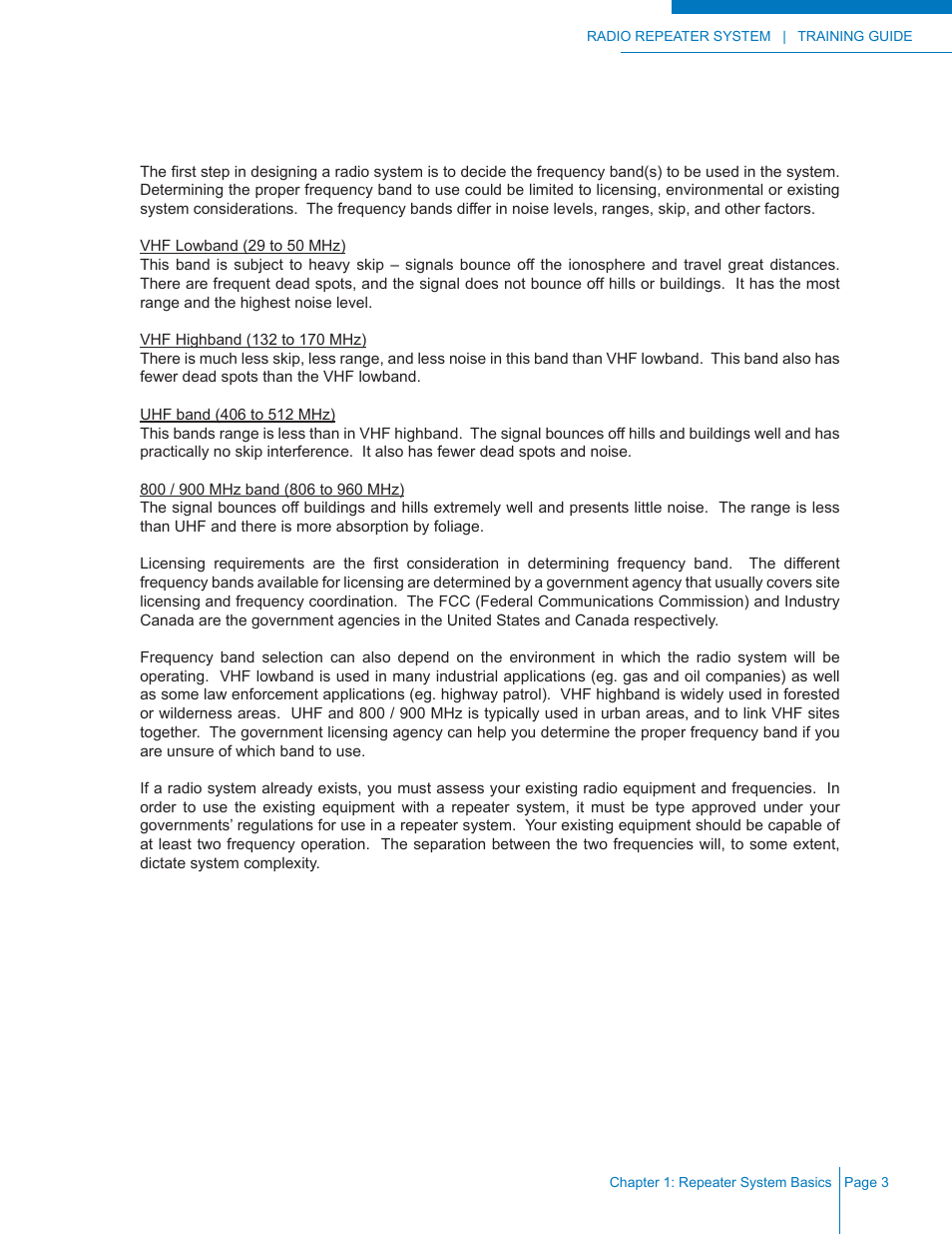 Determining frequencies and frequency band(s) | Codan Radio Radio Repeater Systems Training Guide User Manual | Page 11 / 88