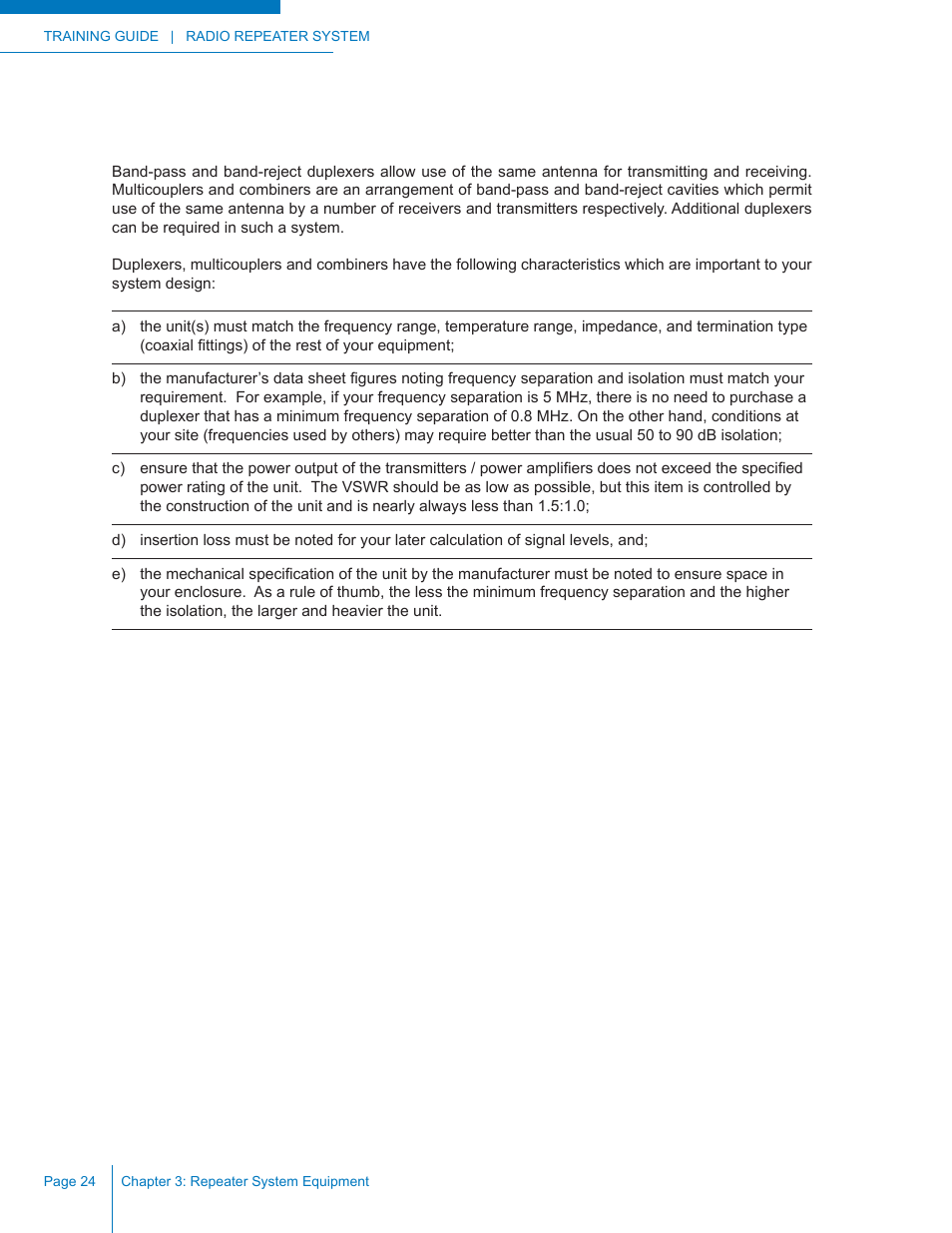 Duplexers, multicouplers and combiners | Codan Radio Radio Repeater Systems Training Guide User Manual | Page 32 / 88