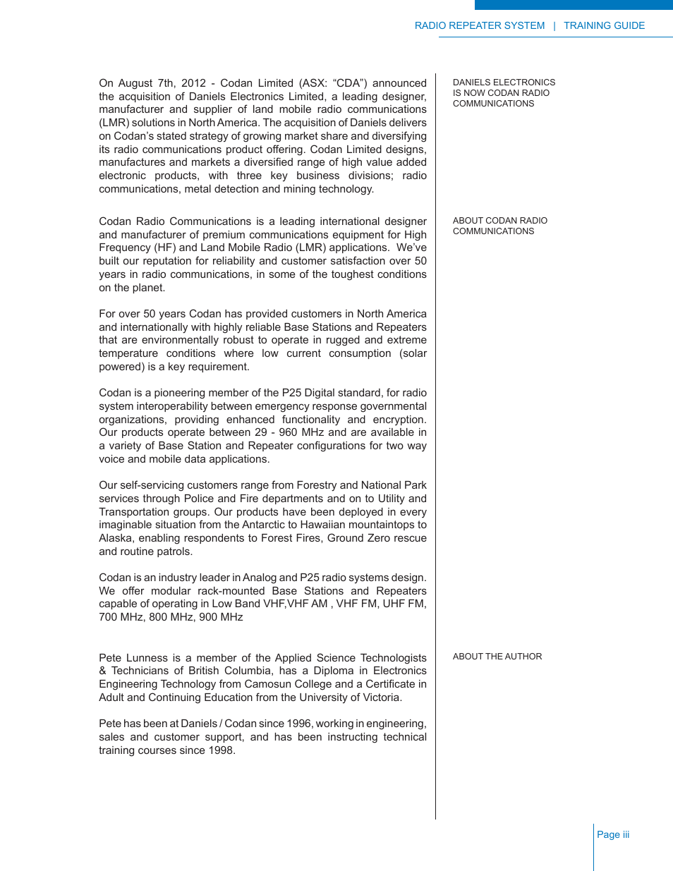 Codan Radio Radio Repeater Systems Training Guide User Manual | Page 5 / 88