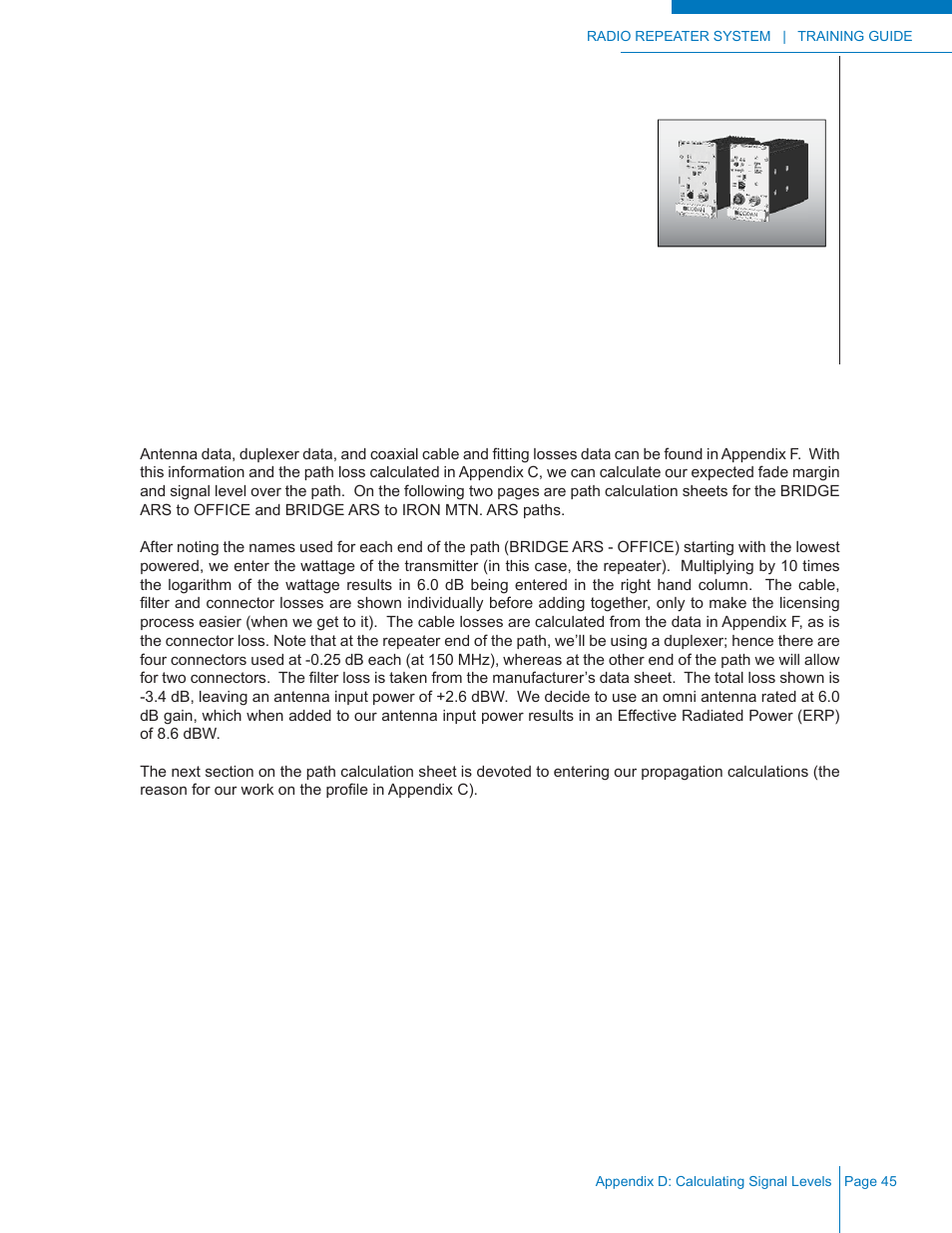Appendix d: calculating signal levels | Codan Radio Radio Repeater Systems Training Guide User Manual | Page 53 / 88