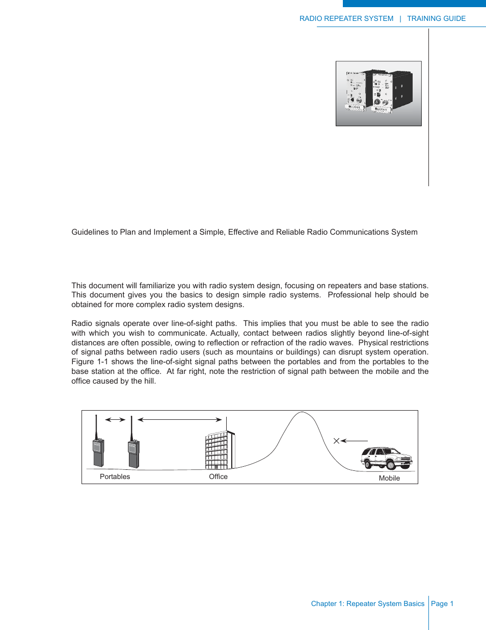 Chapter 1: repeater system basics, Introduction | Codan Radio Radio Repeater Systems Training Guide User Manual | Page 9 / 88