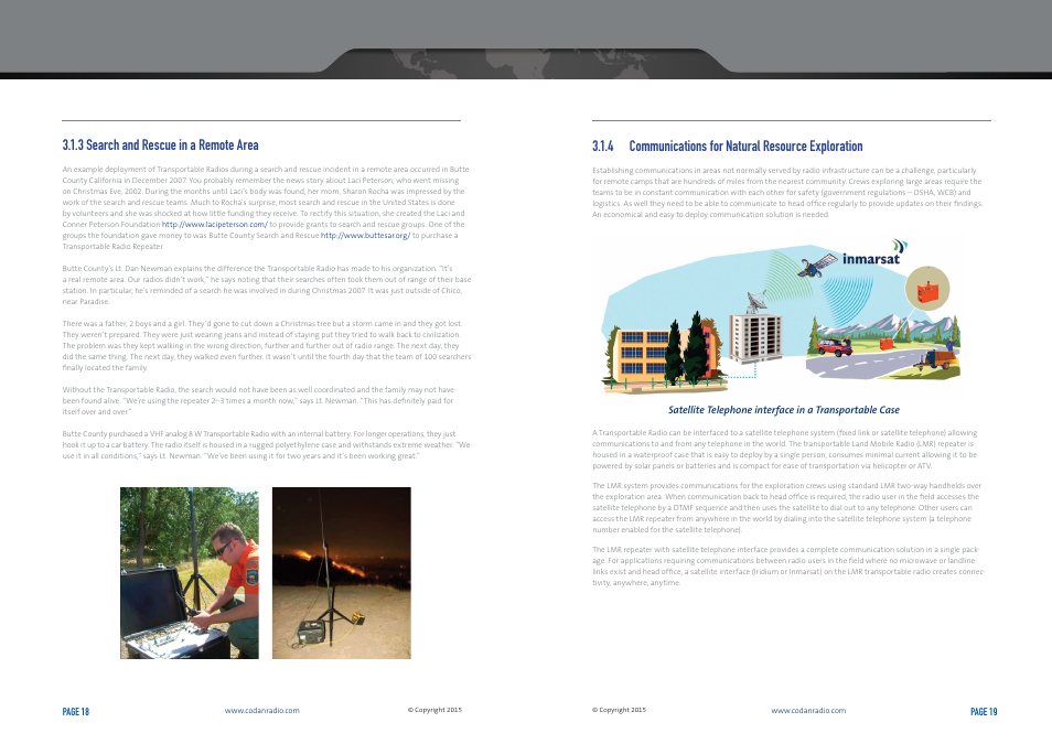 3 search and rescue in a remote area, 4 communications for natural resource exploration | Codan Radio Transportable Radio Systems User Guide User Manual | Page 10 / 27