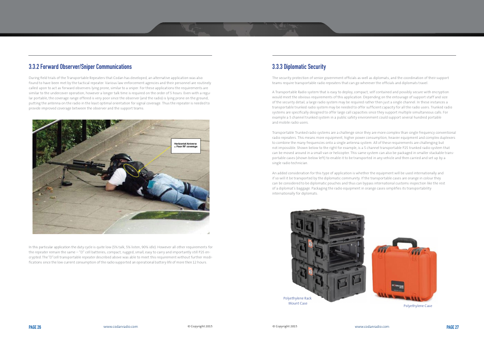 2 forward observer/sniper communications, 3 diplomatic security | Codan Radio Transportable Radio Systems User Guide User Manual | Page 14 / 27
