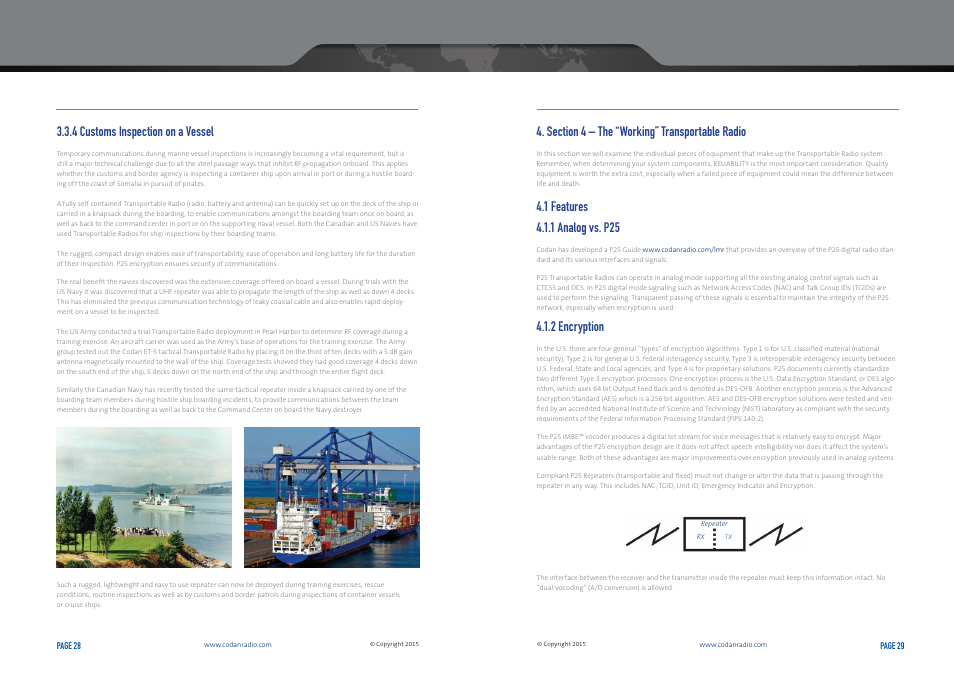 4 customs inspection on a vessel, 2 encryption | Codan Radio Transportable Radio Systems User Guide User Manual | Page 15 / 27