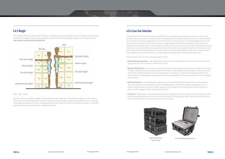 3 weight, 4 case size selection | Codan Radio Transportable Radio Systems User Guide User Manual | Page 23 / 27