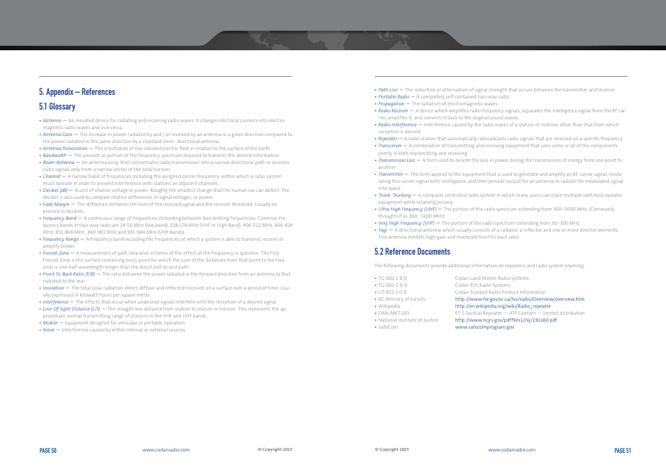 Appendix – references 5.1 glossary, 2 reference documents | Codan Radio Transportable Radio Systems User Guide User Manual | Page 26 / 27