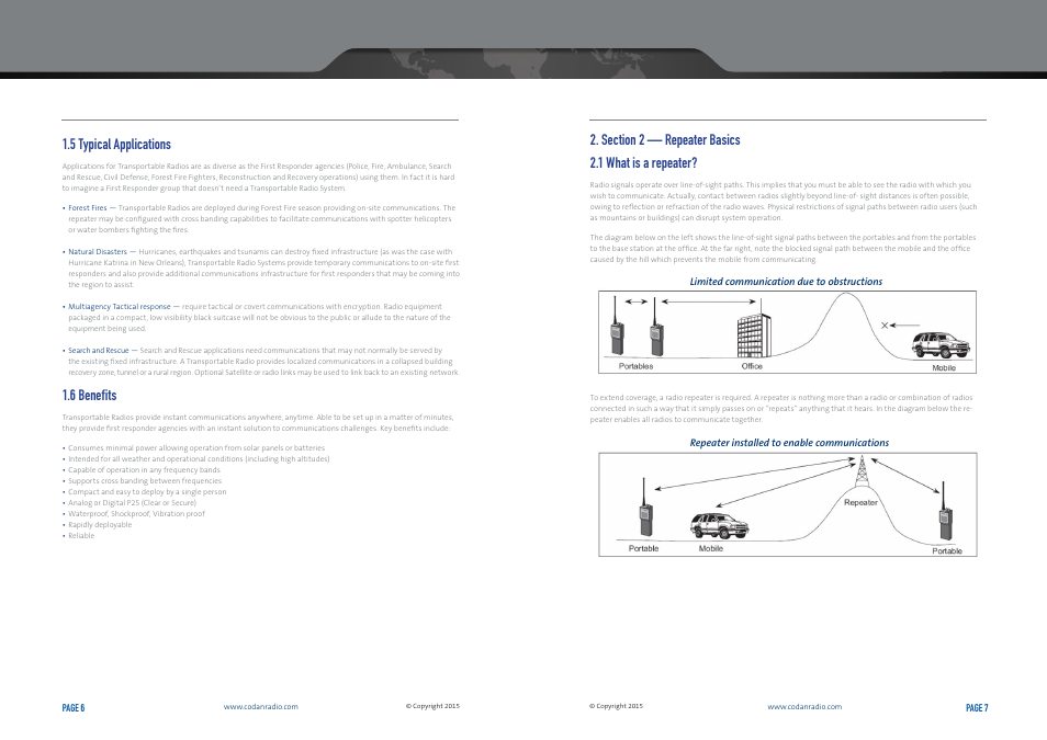 5 typical applications, 6 benefits | Codan Radio Transportable Radio Systems User Guide User Manual | Page 4 / 27