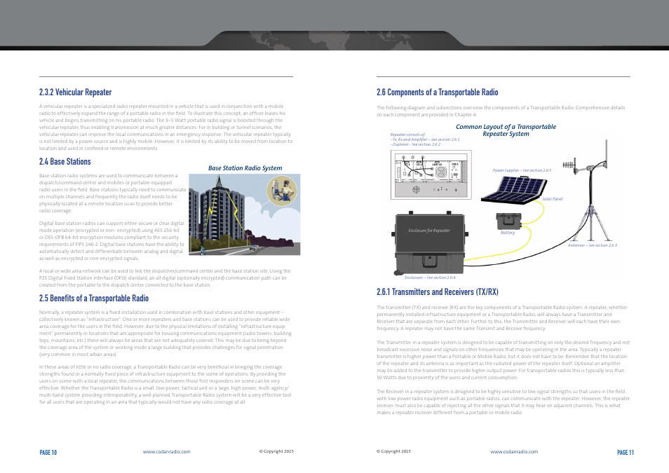 2 vehicular repeater, 4 base stations, 5 benefits of a transportable radio | 6 components of a transportable radio, 1 transmitters and receivers (tx/rx) | Codan Radio Transportable Radio Systems User Guide User Manual | Page 6 / 27