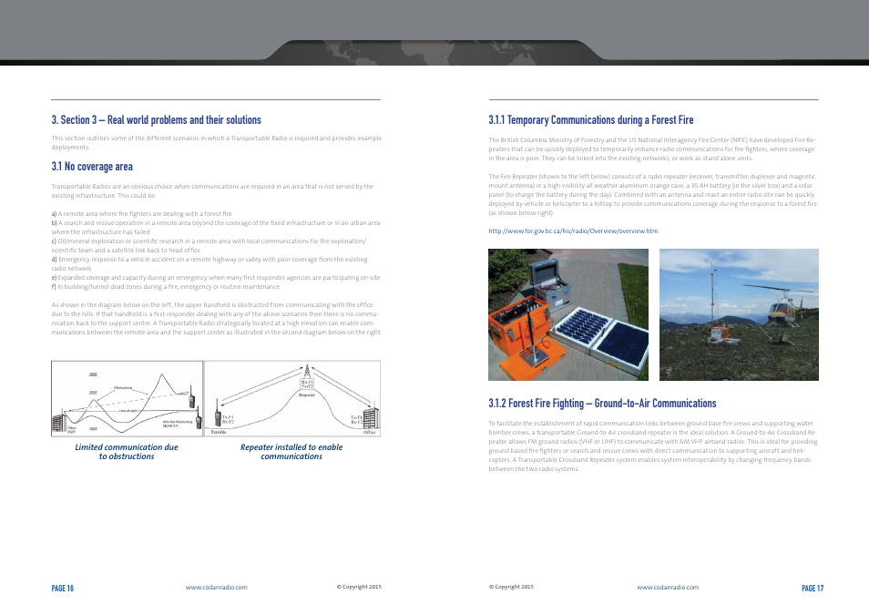 1 no coverage area, 1 temporary communications during a forest fire | Codan Radio Transportable Radio Systems User Guide User Manual | Page 9 / 27