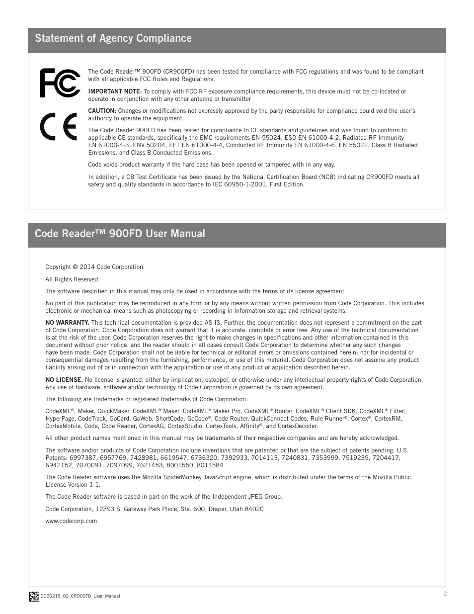 Code CR900FD User Manual | Page 2 / 11