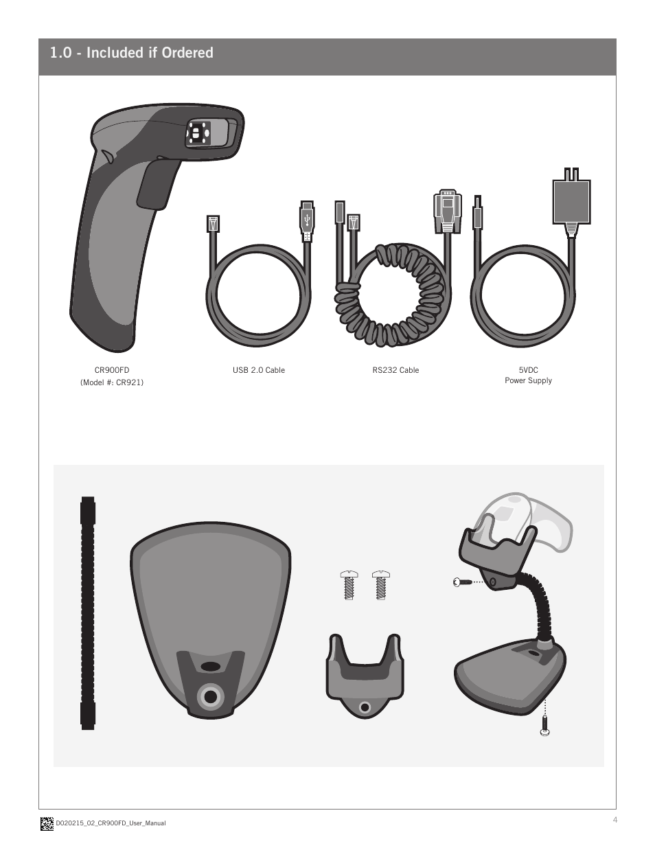 0 - included if ordered | Code CR900FD User Manual | Page 4 / 11