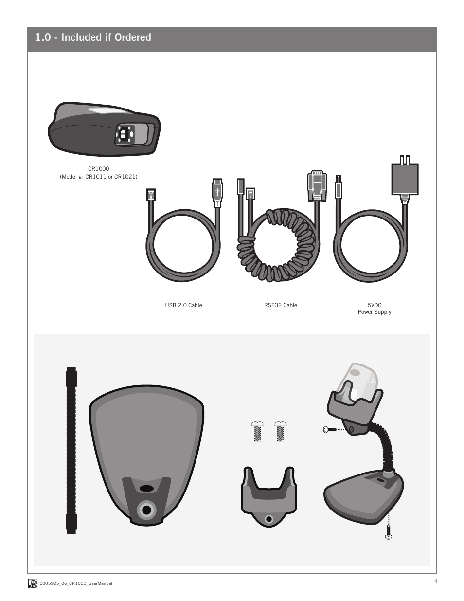 0 - included if ordered | Code CR1000 User Manual | Page 4 / 11