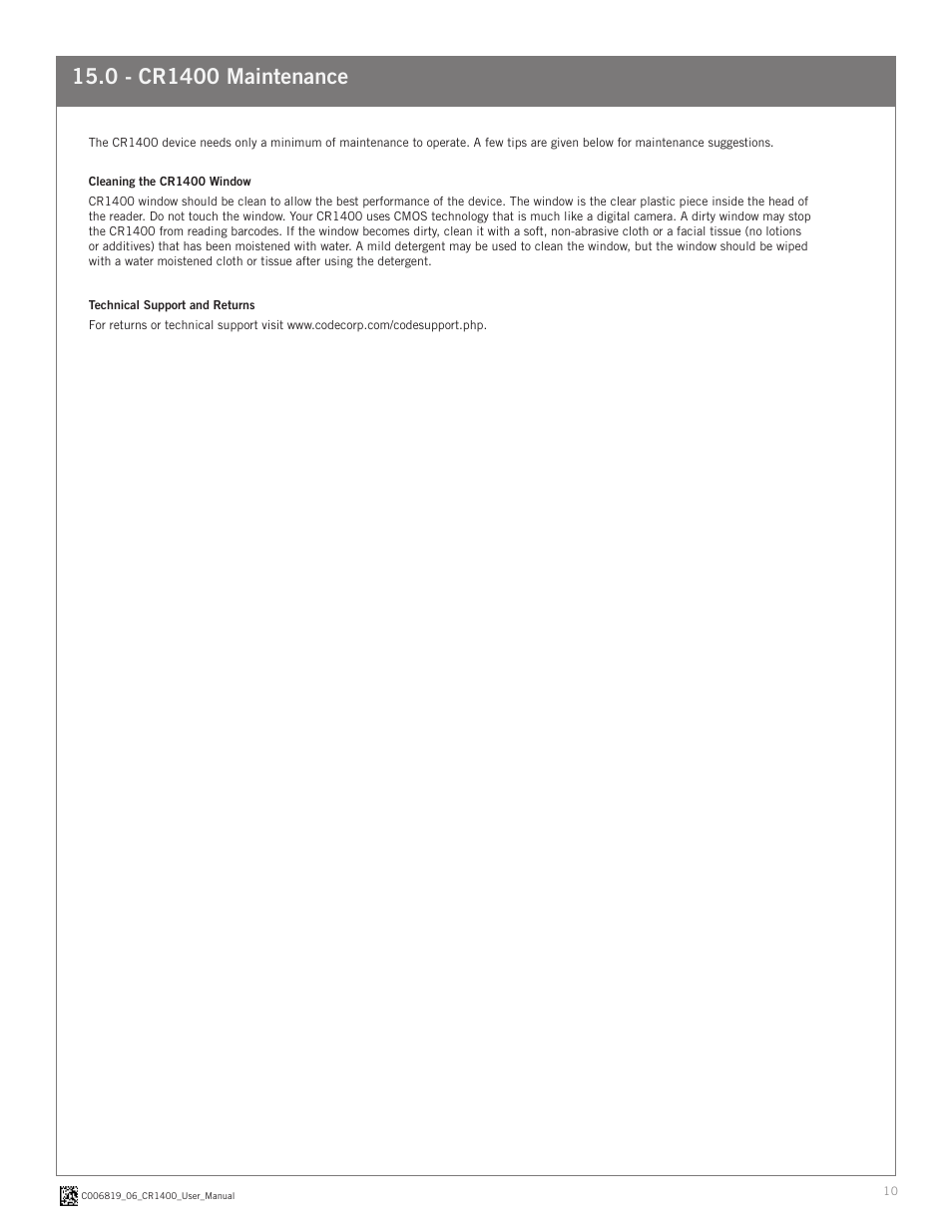 Code CR1400 User Manual | Page 10 / 11
