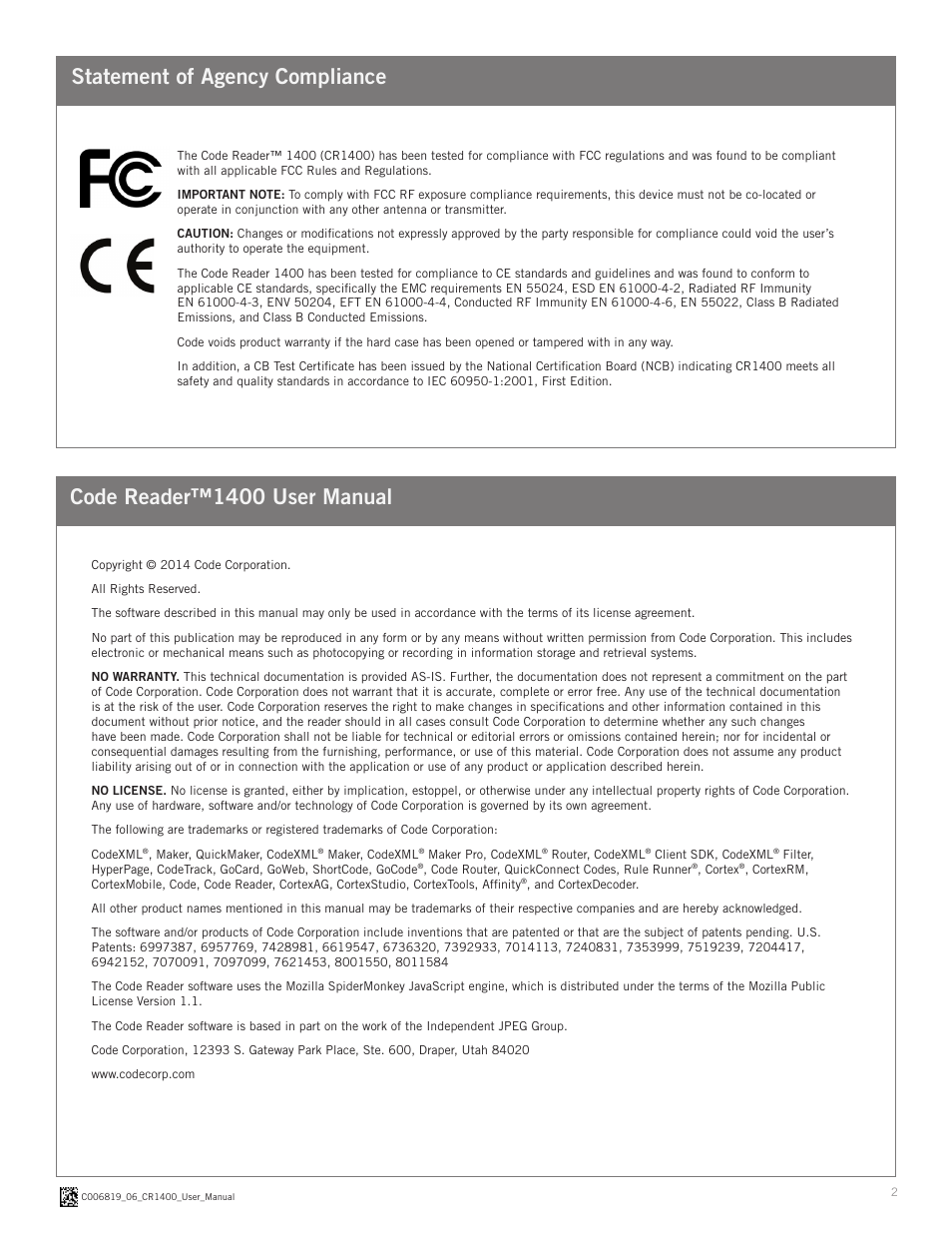 Code CR1400 User Manual | Page 2 / 11
