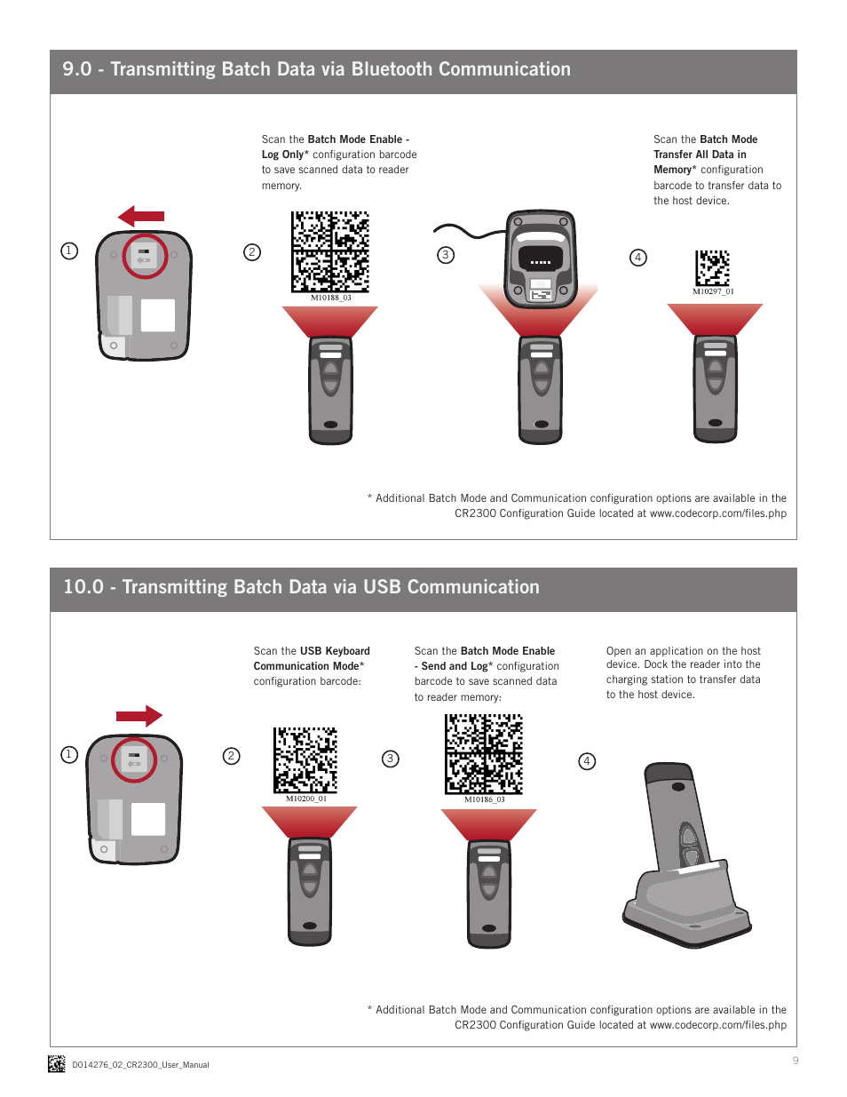 0 - transmitting batch data via usb communication | Code CR2300 User Manual | Page 9 / 14