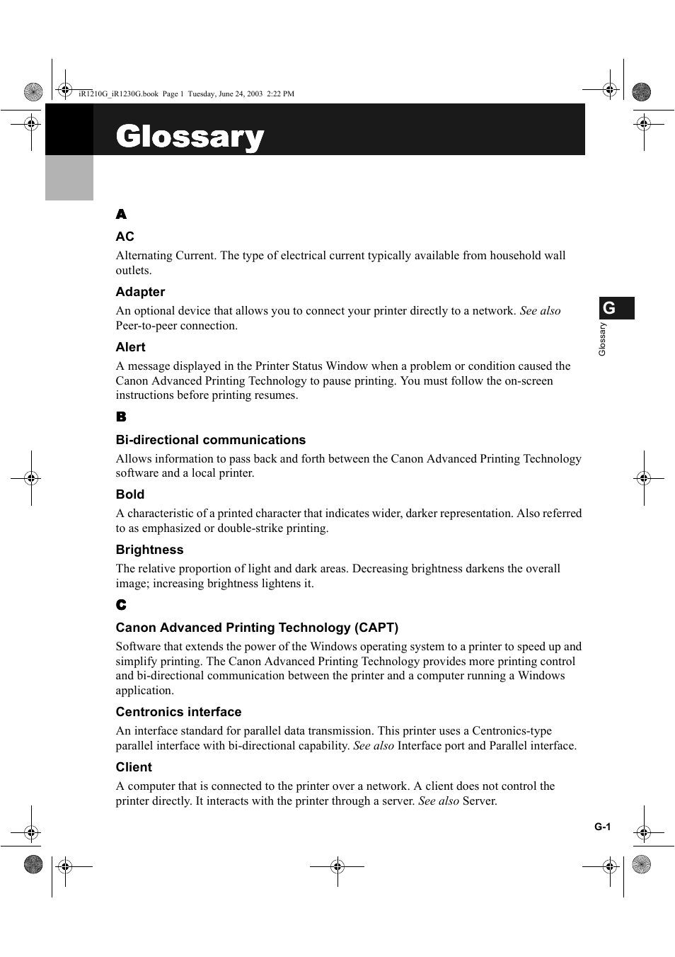 Glossary | Canon IMAGECLASS D700 User Manual | Page 105 / 113
