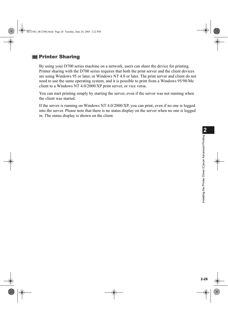 Printer sharing | Canon IMAGECLASS D700 User Manual | Page 37 / 113