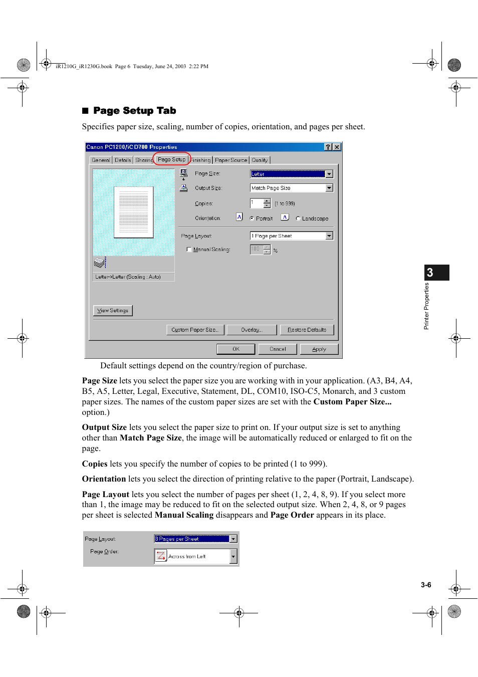 Page setup tab | Canon IMAGECLASS D700 User Manual | Page 55 / 113