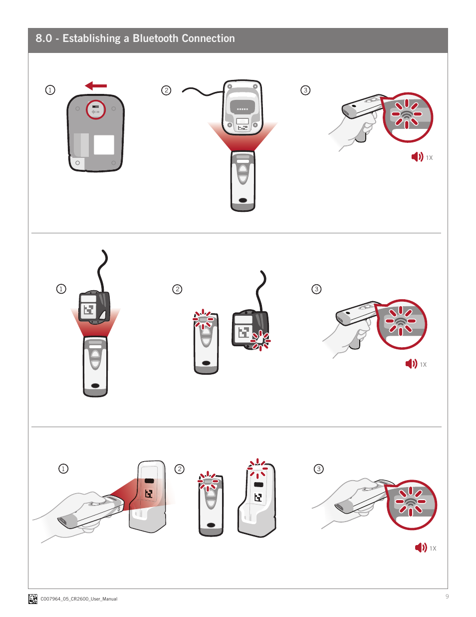 0 - establishing a bluetooth connection | Code CR2600 User Manual | Page 9 / 16