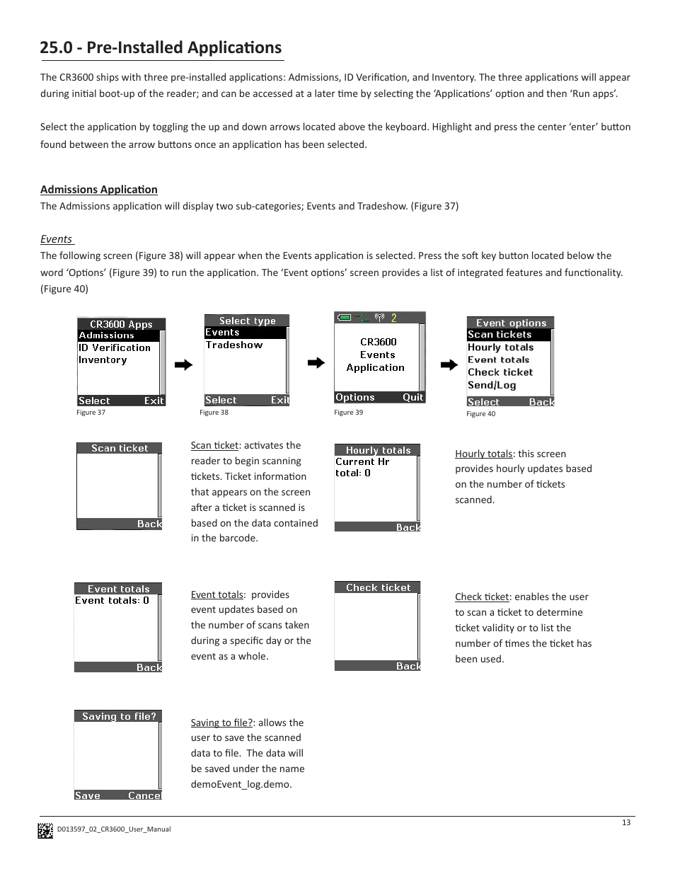 0 - pre-installed applications | Code CR3600 User Manual | Page 17 / 24