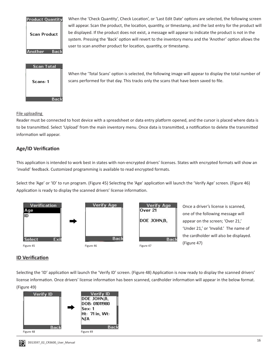 Age/id verification, Id verification | Code CR3600 User Manual | Page 20 / 24