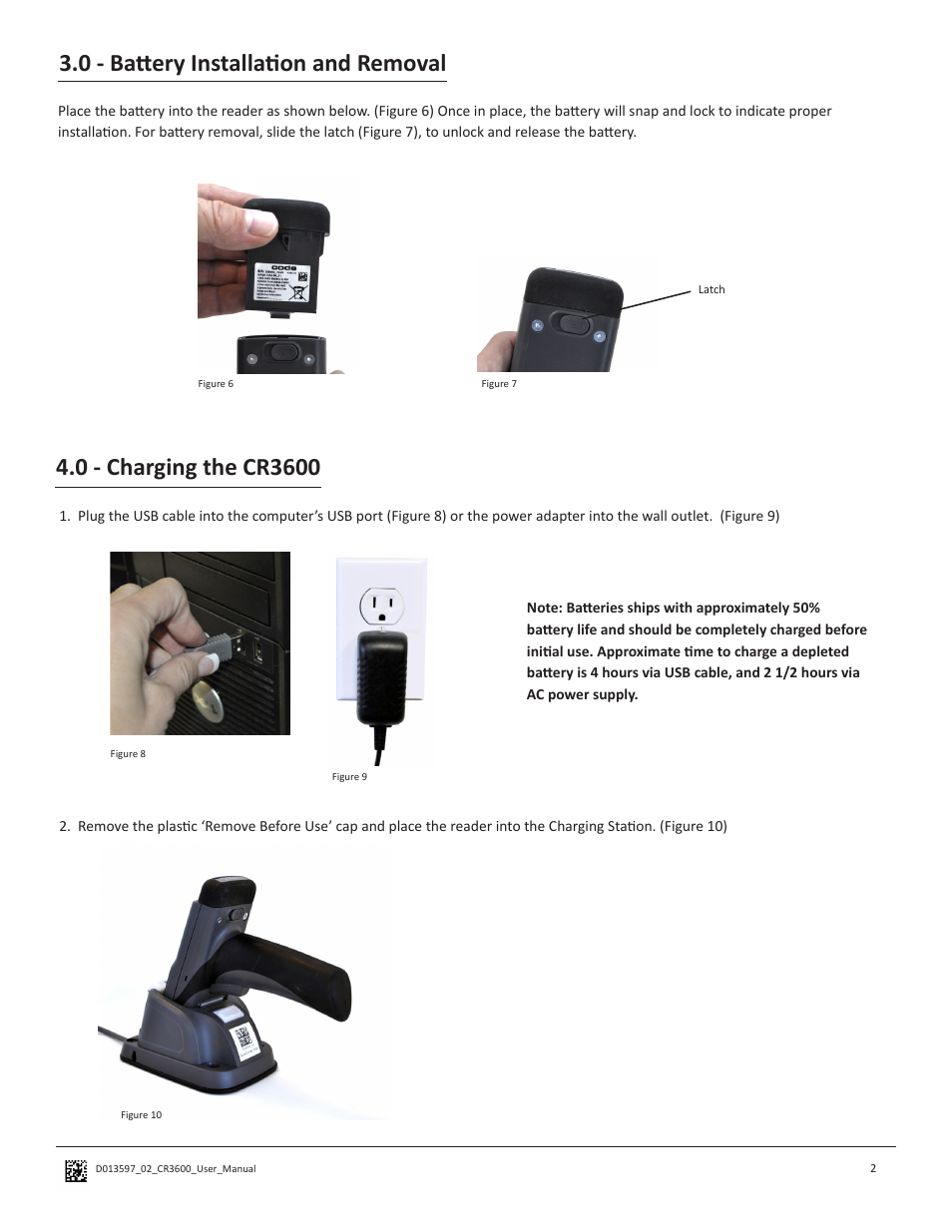 0 - battery installation and removal | Code CR3600 User Manual | Page 6 / 24