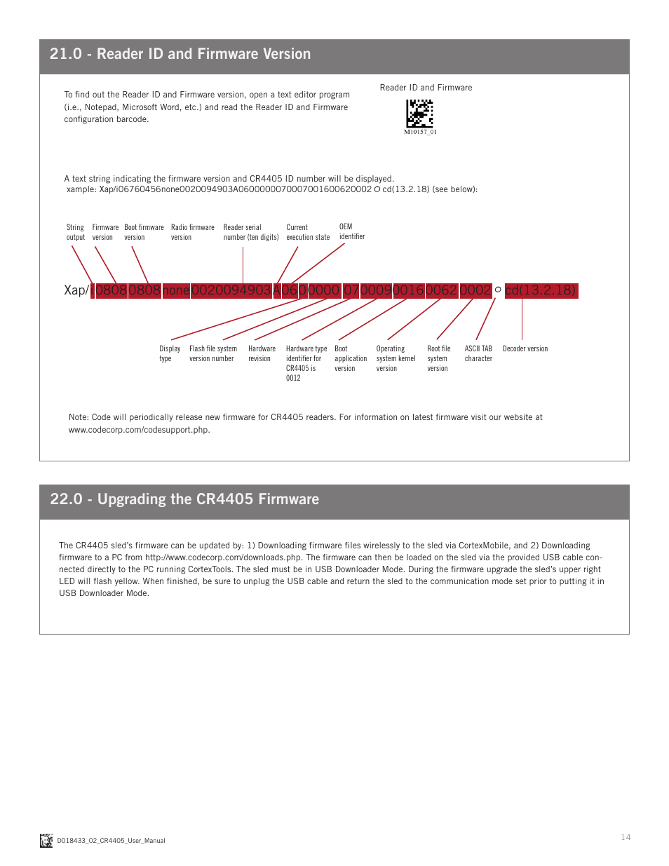 Code CR4405 User Manual | Page 14 / 16