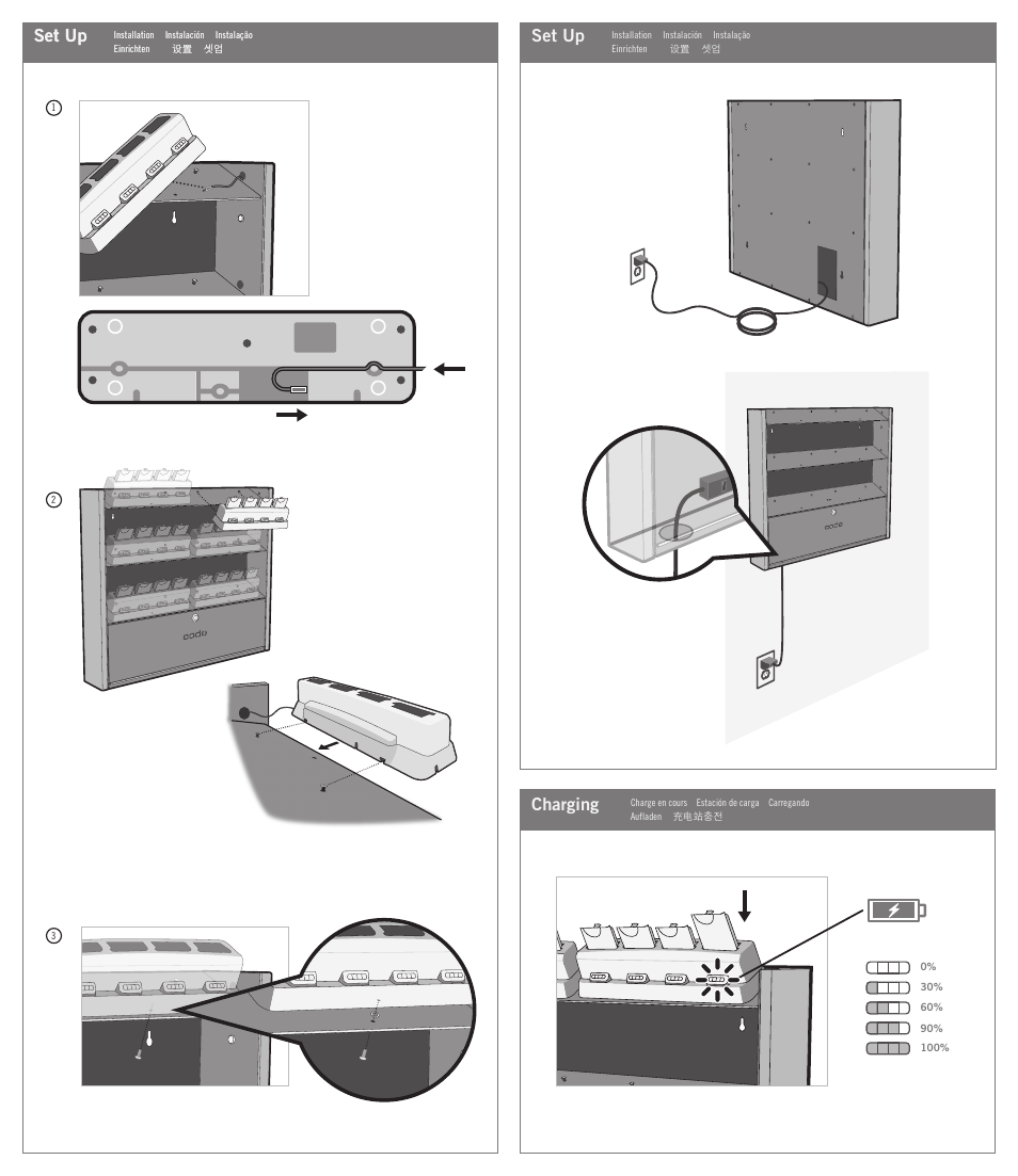 Set up, Charging | Code Multi Bay Charging Rack User Manual | Page 2 / 2